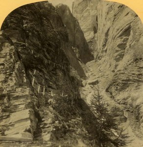 Switzerland Alps Gemmi Pass old Gabler Stereo Photo 1885