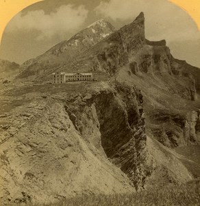 Switzerland Alps Gemmi Rinder & Plattenhorn old Gabler Stereo Photo 1885