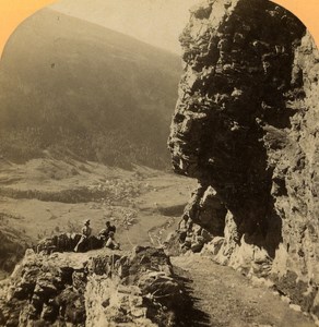 Switzerland Alps Gemmi Pass old Gabler Stereo Photo 1885