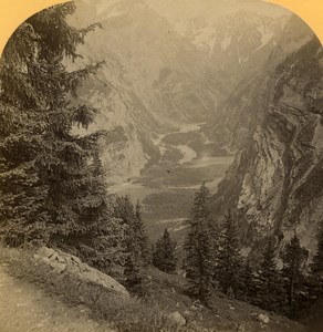 Switzerland Alps Gemmi Pass Gasternthal old Gabler Stereo Photo 1885