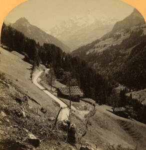 Switzerland Alps Kienthal Blümlisalp old Gabler Stereo Photo 1885