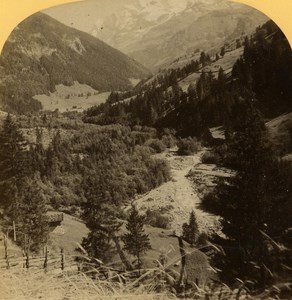 Switzerland Alps Kienthal Blümlisalp old Gabler Stereo Photo 1885