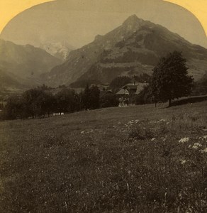 Switzerland Alps Frutingen old Gabler Stereo Photo 1885