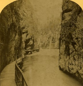 Switzerland Alps Aare Canyon old Gabler Stereo Photo 1885