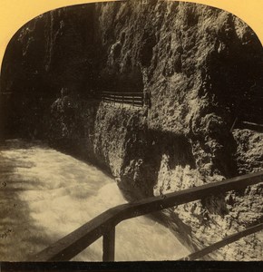 Switzerland Alps Meiringen Aare canyon old Gabler Stereo Photo 1885