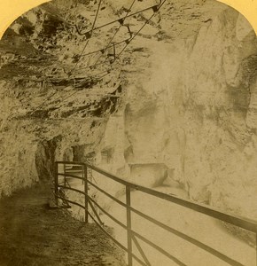 Switzerland Alps Meiringen Aare canyon old Gabler Stereo Photo 1885