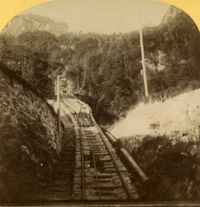 Switzerland Alps Reichenbach Railway Meiringen old Gabler Stereo Photo 1885