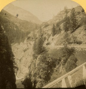 Switzerland Alps Grimsel Pass old Gabler Stereo Photo 1885