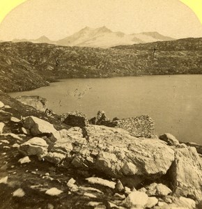Switzerland Alps Lake of death Grimsel Pass old Gabler Stereo Photo 1885