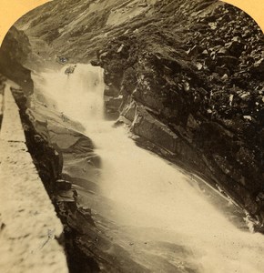 Switzerland Alps Devil Bridge falls old Gabler Stereo Photo 1885