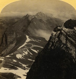 Switzerland Alps Rocher de Naye Dent de Jaman old Gabler Stereo Photo 1885