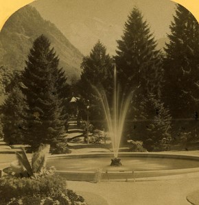Switzerland Alps Interlaken garden old Gabler Stereo Photo 1885