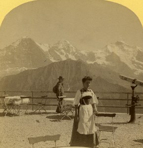 Switzerland Alps Schynige Platte Eiger Moench old Gabler Stereo Photo 1885