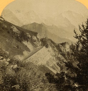 Switzerland Alps Schynige Platte Eiger Train old Gabler Stereo Photo 1885