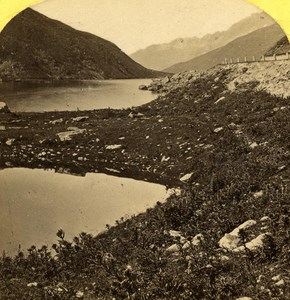 Switzerland Alps Lake of Aberalp old Gabler Stereo Photo 1885