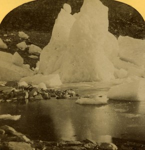 Switzerland Alps Lake of Merjelen old Gabler Stereo Photo 1885