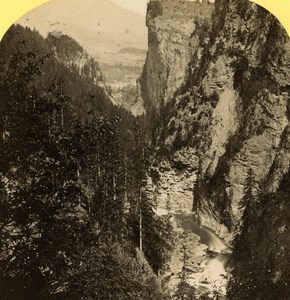 Switzerland Alps Via Mala old Gabler Stereo Photo 1885