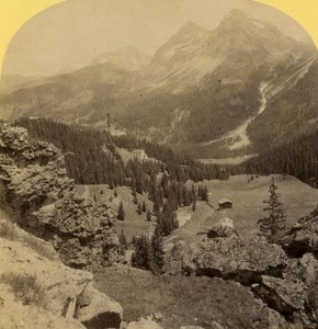 Switzerland Alps Arosa old Gabler Stereo Photo 1885