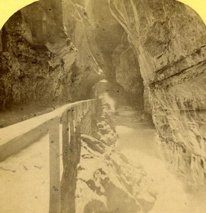 Switzerland Alps Pfaeffers Canyon old Gabler Stereo Photo 1885