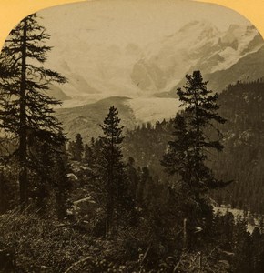 Switzerland Alps Morteratsch Gletscher old Gabler Stereo Photo 1885