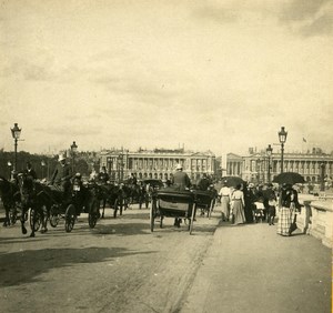 France Paris Concorde Place Instantaneous old Stereo SIP Photo 1900