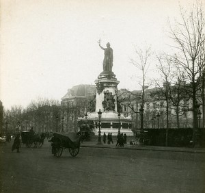 France Paris Republic Place Instantaneous old Stereo SIP Photo 1900
