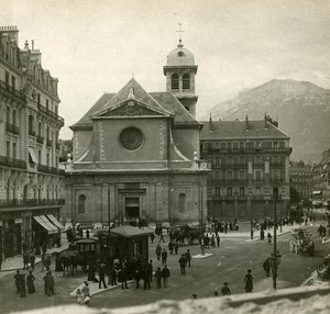 France Grenoble St Louis Church Instantaneous old Stereo SIP Photo 1900