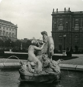 Austria Wien Fountain Hofmuseum old NPG Stereo Photo 1900