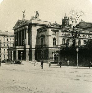 Austria-Hungary Prague Geramn Theater old NPG Stereo Photo 1900
