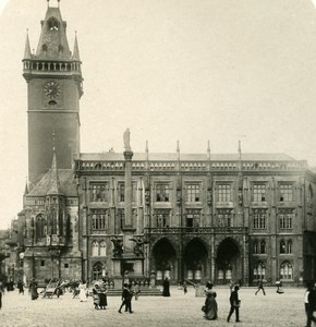 Austria-Hungary Prague City Hall Place old NPG Stereo Photo 1900