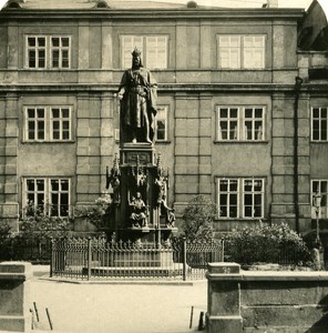 Austria-Hungary Prague Karl IV Statue old NPG Stereo Photo 1900