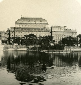 Austria-Hungary Prague National Theater old NPG Stereo Photo 1900