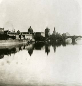 Austria-Hungary Prague Moldau Panorama old NPG Stereo Photo 1900