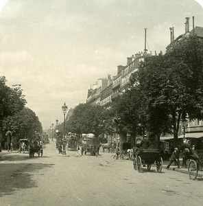 France Paris Snapshot Boulevard Poissonniere old NPG Stereo Photo 1900