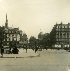 France Paris Snapshot Place Saint Michel old NPG Stereo Photo 1900