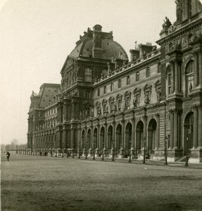 France Paris Louvre Museum Facade old NPG Stereo Photo 1900