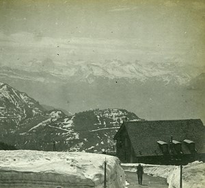 Switzerland Alps Rigi Summit in Spring old Possemiers Stereo Photo 1910