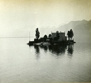 Switzerland Alps Lake Leman Mouettes Isle old Possemiers Stereo Photo 1910