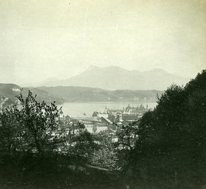 Switzerland Alps Lucerne Panorama old Possemiers Stereo Photo 1910