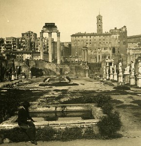 Italy Roma Forum Roman Vestals House old NPG Stereo Photo 1900