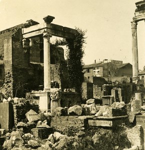 Italy Roma Forum Roman Temple of Castor and Pollux old NPG Stereo Photo 1900