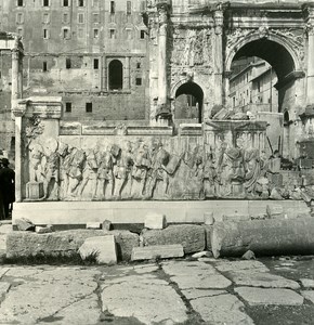 Italy Roma Forum Roman Trajan Reliefs old NPG Stereo Photo 1900