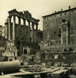 Italy Roma Forum Roman Temple of Saturne old NPG Stereo Photo 1900