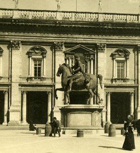 Italy Roma Statue of Marcus Aurelius old NPG Stereo Photo 1900