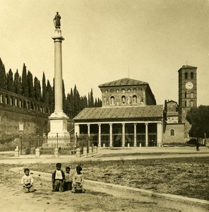 Italy Roma San Lorenzo Church old NPG Stereo Photo 1900