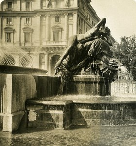 Italy Roma Naiad Fountain old NPG Stereo Photo 1900