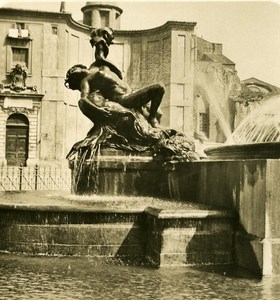 Italy Roma Naiad Fountain old NPG Stereo Photo 1900