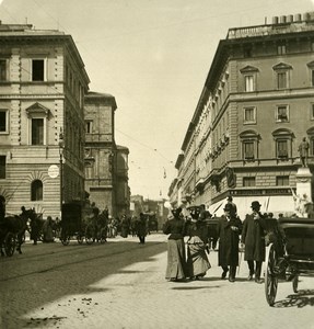 Italy Roma Corso Vittorio Emanuele old NPG Stereo Photo 1900