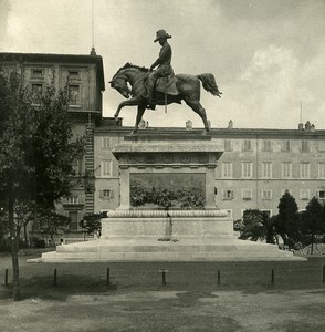 Italy Roma Monument Carlo Alberto old NPG Stereo Photo 1900