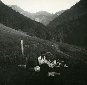 Pyrenees Luchon Val & Pike of la Frêche old Possemiers Stereo Photo 1920